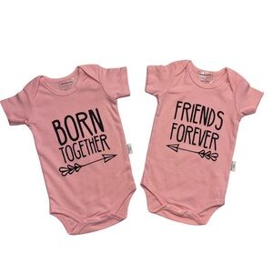 Custom Twin Set Onesies Pink NWOT Size 0-3 Months